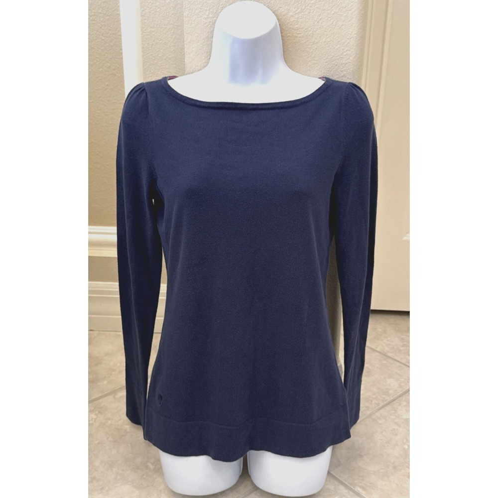 Lilly Pulitzer Navy Blue Cotton Blend Long Sleeve Pullover Sweater Size M Preppy